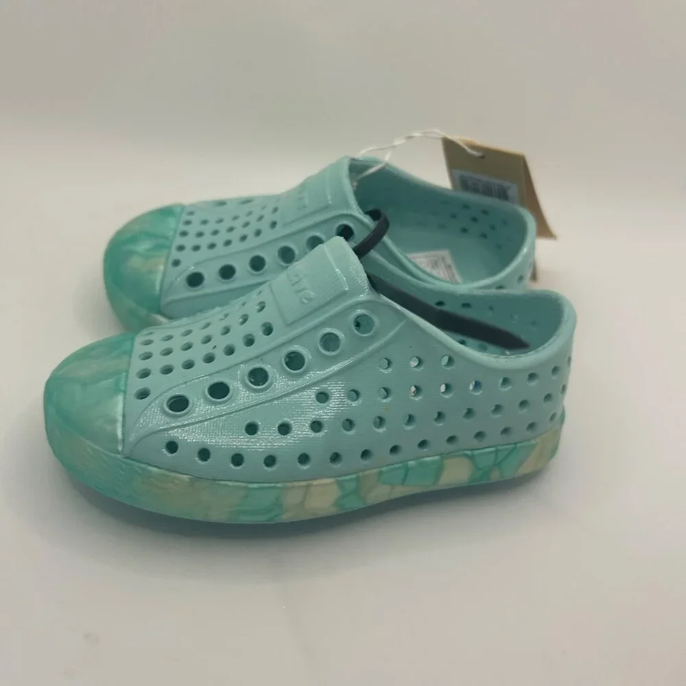 Native Jefferson Gloss Slip-On Shoes Piedmont Blue/Shell Minty Pearl c5